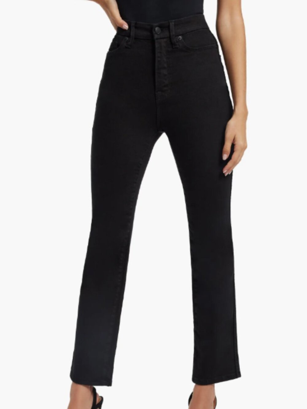 Good American Good Curve High Waist Straight Leg Jeans Black - Size 12 / 31